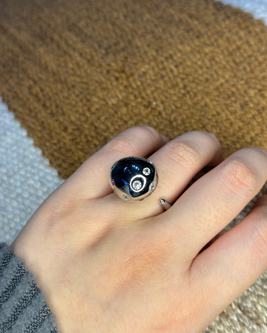 CHUNKY CRYSTAL RING SILVER