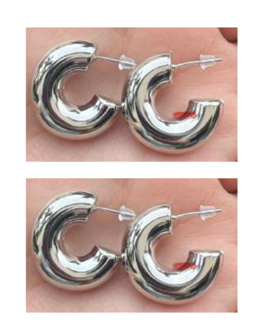 CHUNKY HOOPS PLAIN SILVER