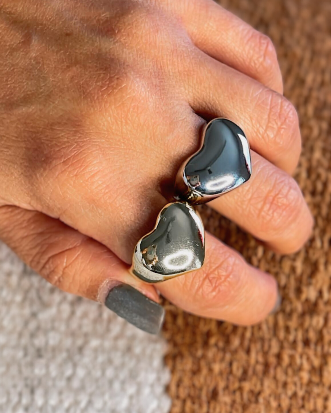 HEART CHUNKY RING SILVER