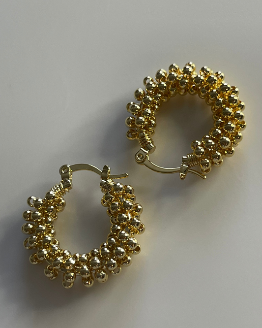 TWISTED BEADS HOOPS GOLD