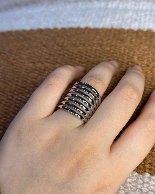 MULTI LINES RING SILVER