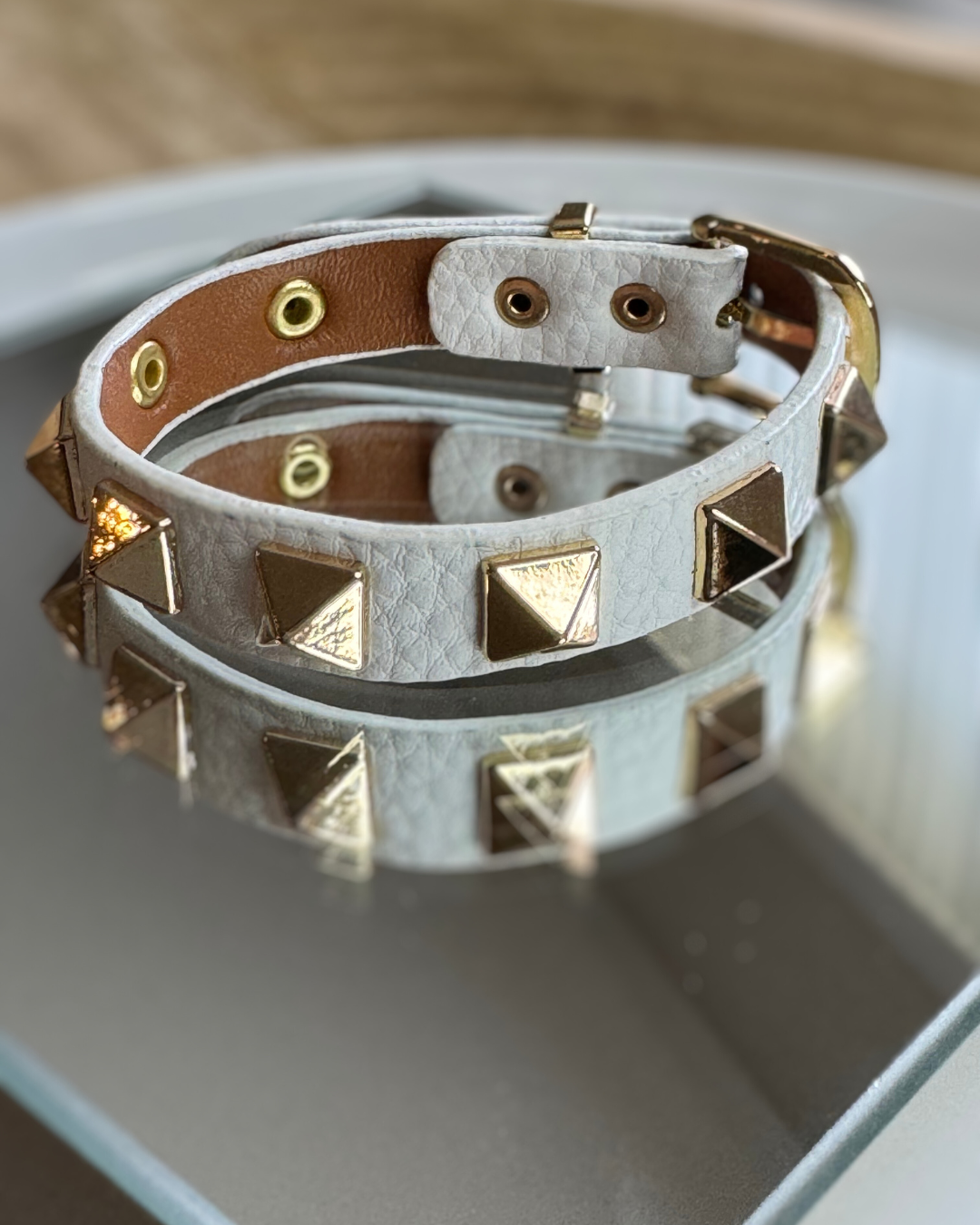 Leather Pyramids Bracelet