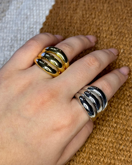 TRIPLE CHUNKY RING GOLD