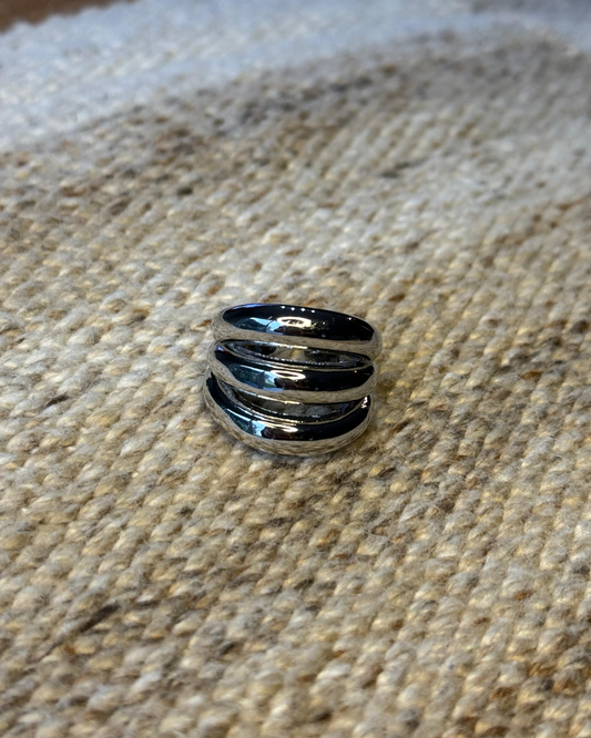 TRIPLE CHUNKY RING SILVER