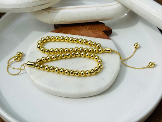 BEADS ADJUSTABLE BRACELET SMALL GOLD